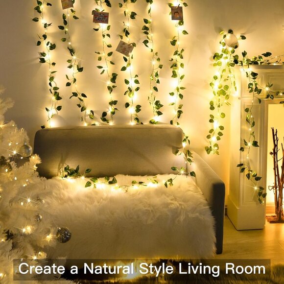 Vine with Fairy Lights Battery Operated, 33ft100 LED Pothos String Lights with R - Picture 6 of 6